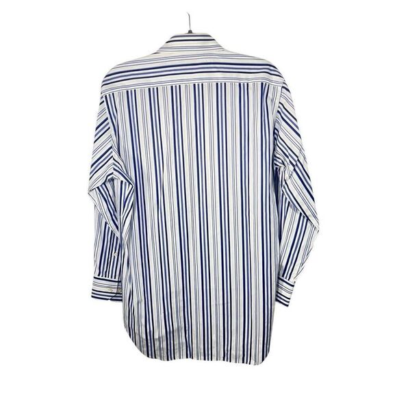 ETRO Men’s Button Down Shirt Stripe Collar in White & Blue Long Sleeve Size 39IT - Picture 8 of 13